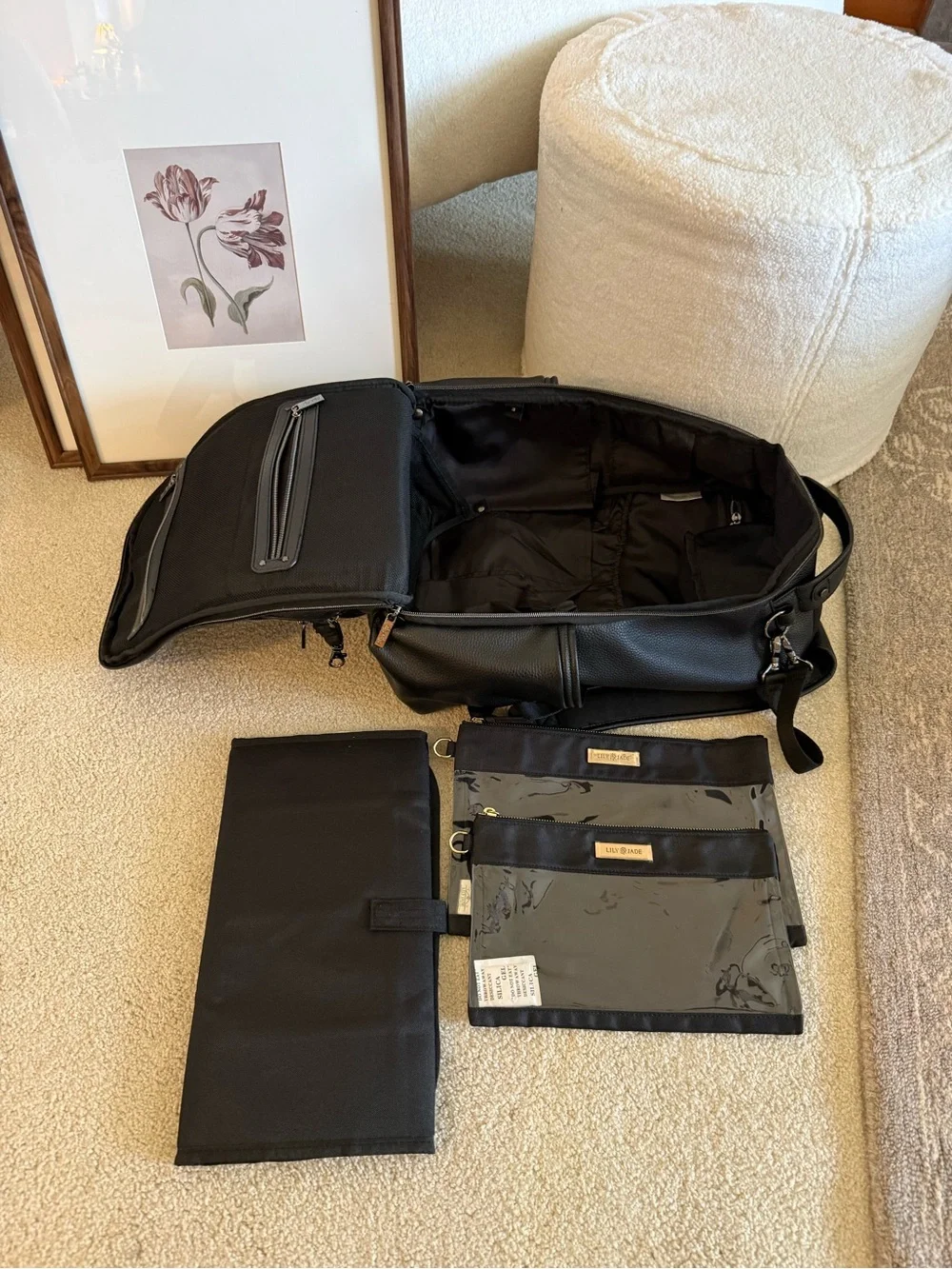 Rachel Parcel RP Black Leather Itzy Ritzy Collab Mom or Work Bag